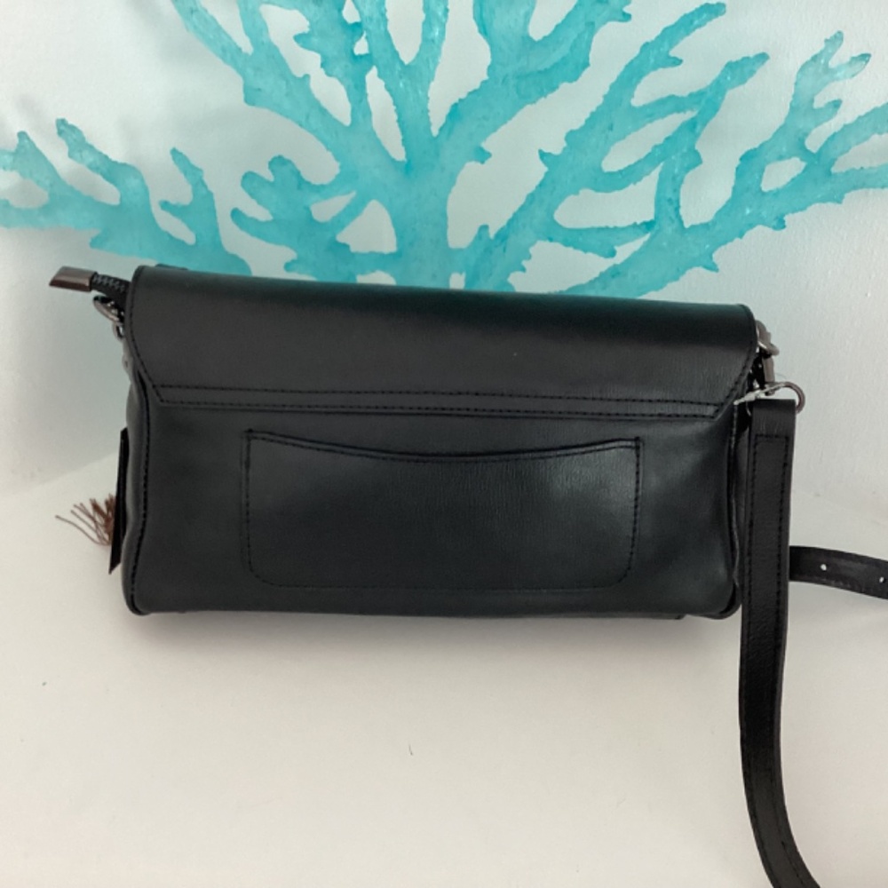 REDUCED HOUSE OF HARLOW 1960 BLACK LEATHER EMBELLISHED CRYSTAL BEE DECOR BAG - Picture 3 of 13